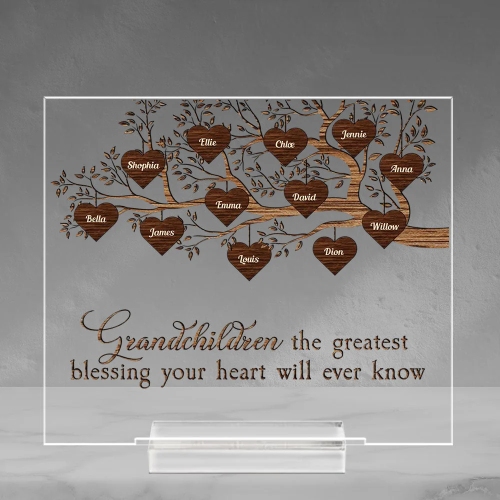 Grandchildren Fill A Space - Personalized Custom Acrylic Plaque With Base - Image 2