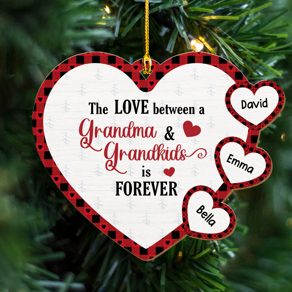 Grandchilds Make My Heart - Personalized Custom Wood Ornament - Image 3