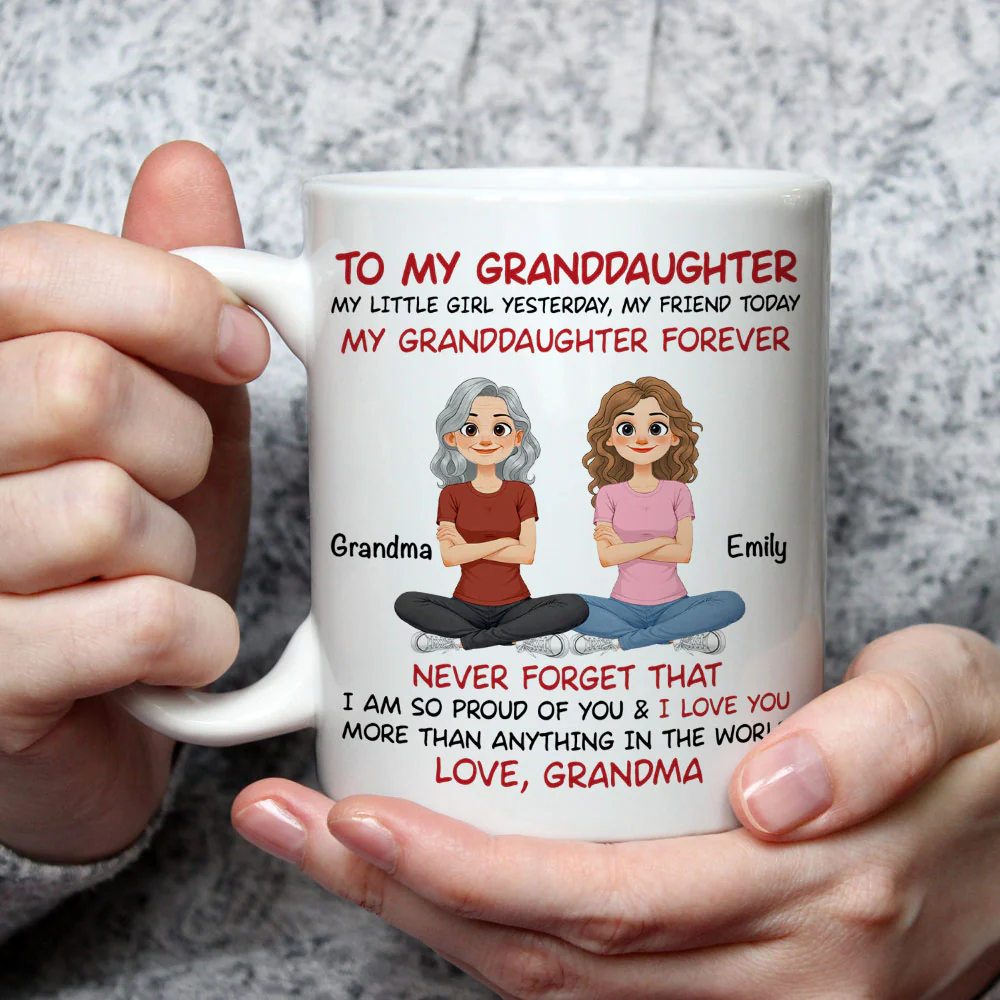 Granddaughter And Grandma Always Forever - Personalized Custom Coffee Mug - Image 3