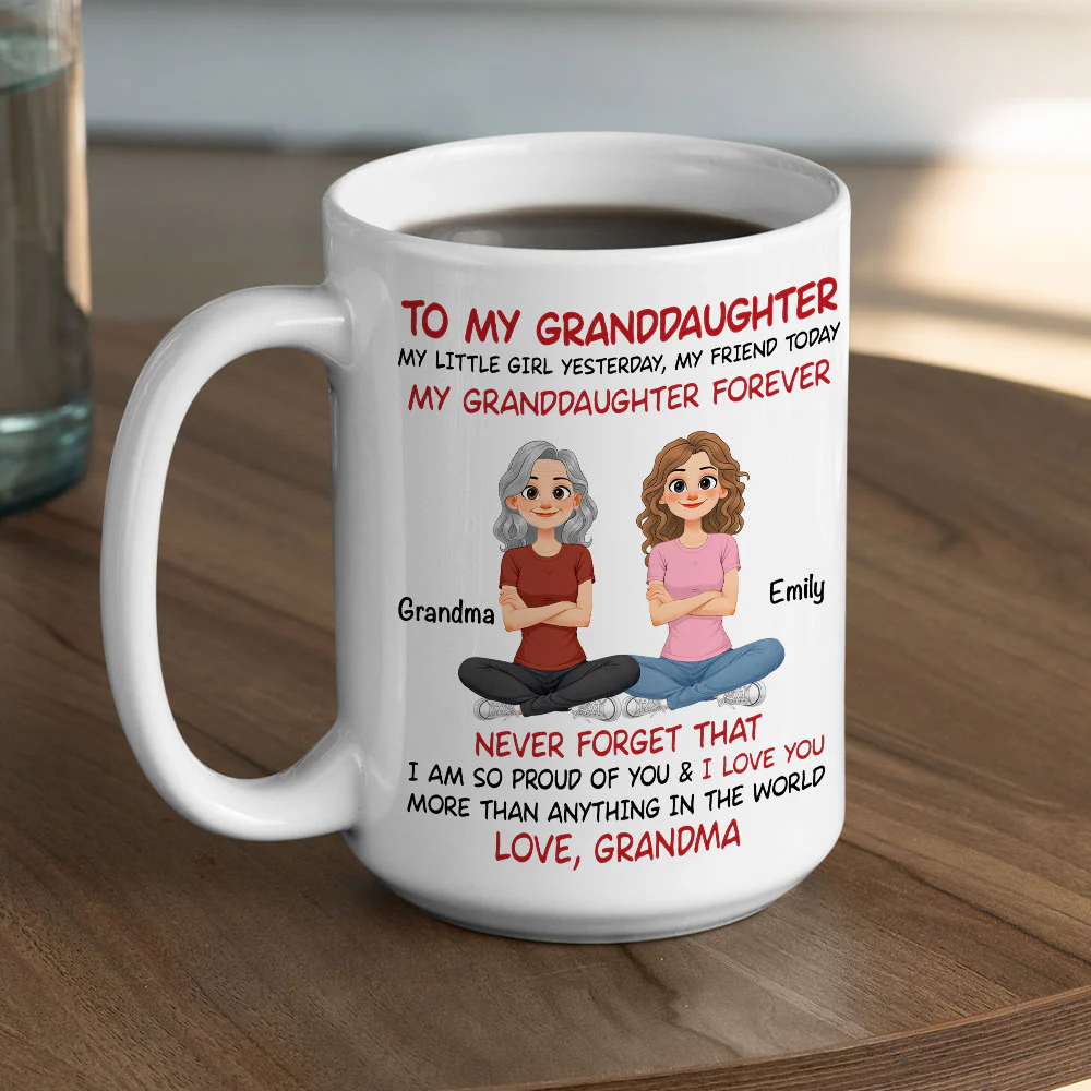 Granddaughter And Grandma Always Forever - Personalized Custom Coffee Mug - Image 4