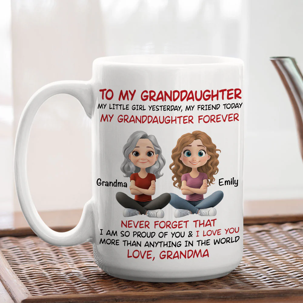 Granddaughter You Are My Little Girl Yesterday - Personalized Custom Coffee Mug - Image 5