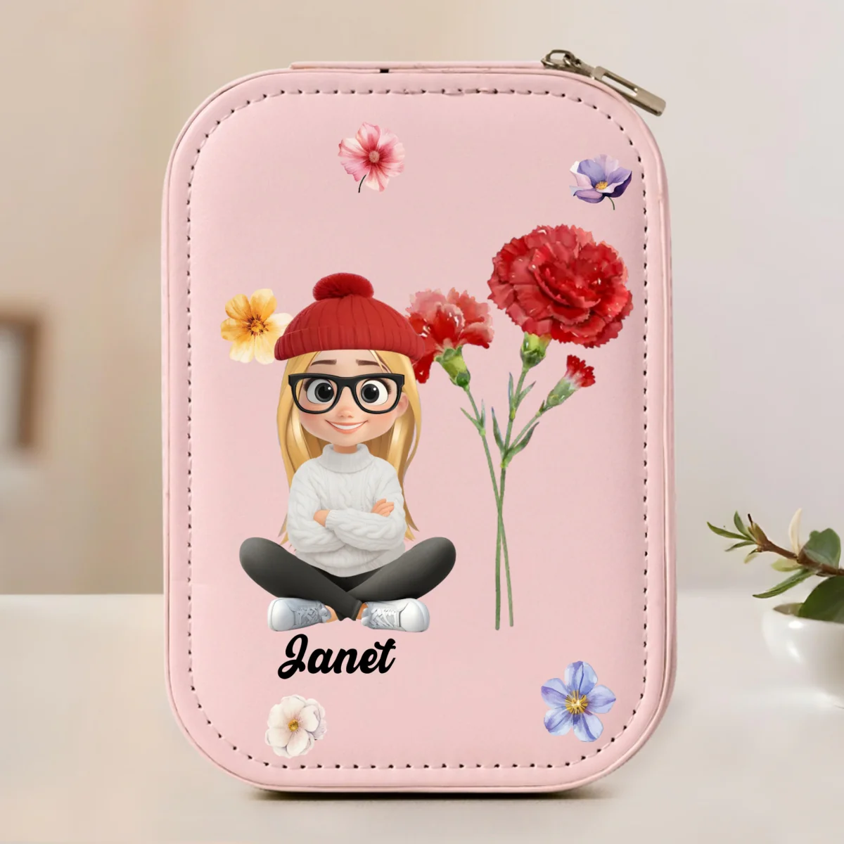 GrandKid Birth Month - Personalized Custom Jewelry Box With LED Mirror - Image 10
