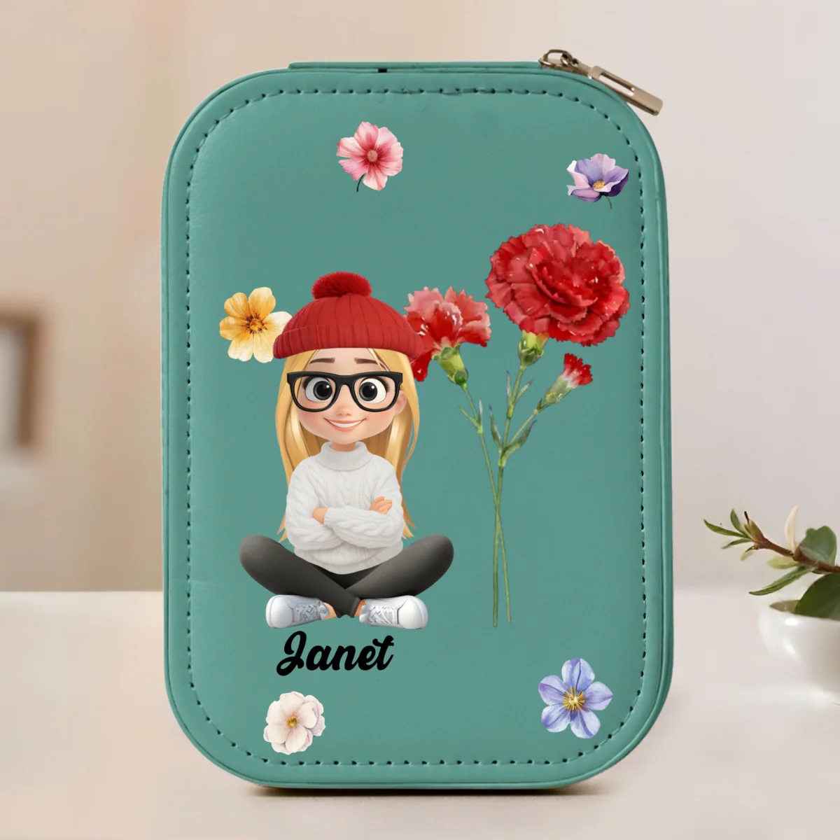 GrandKid Birth Month - Personalized Custom Jewelry Box With LED Mirror - Image 9