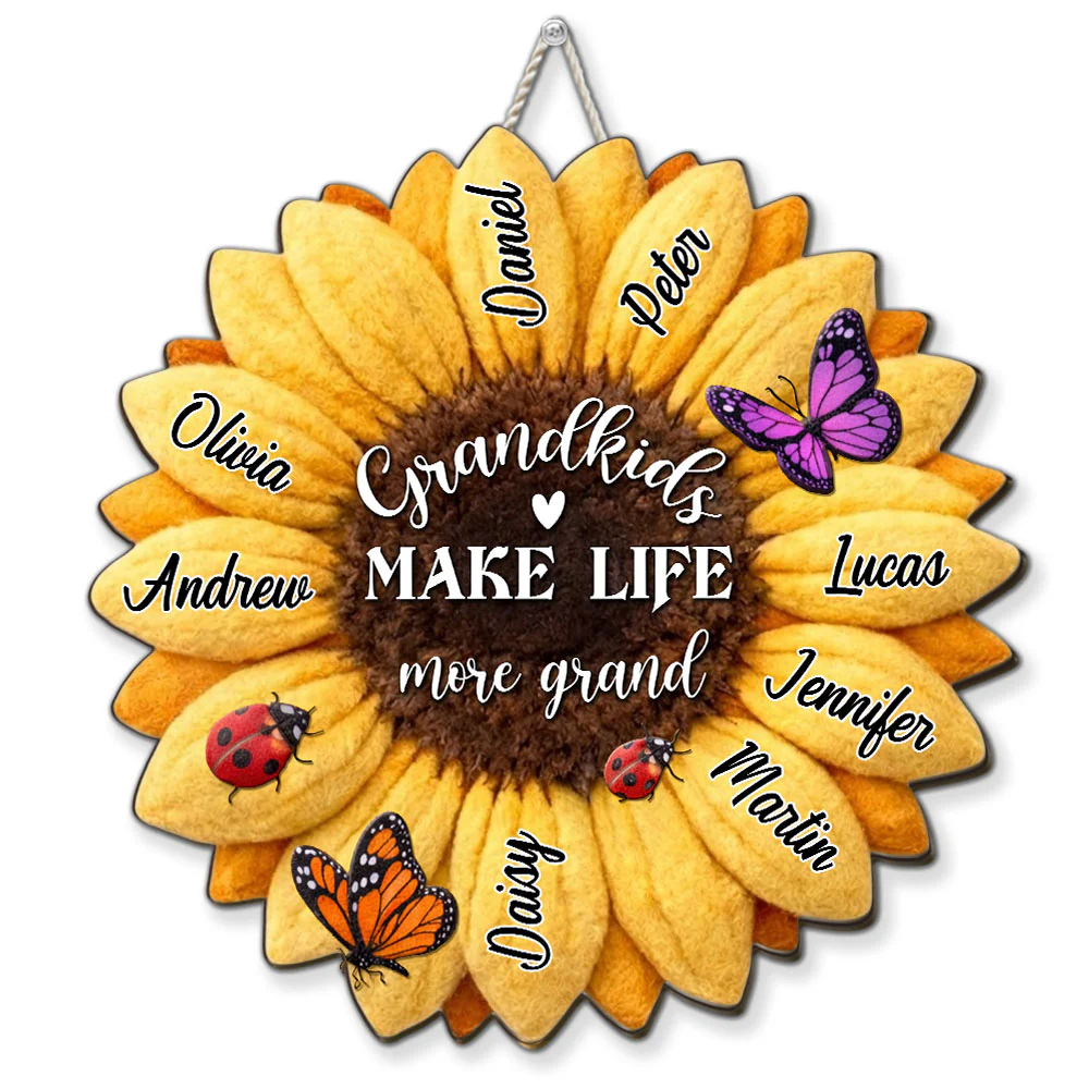 Grandkid Makes Life Grand - Personalized Custom Wood Sign