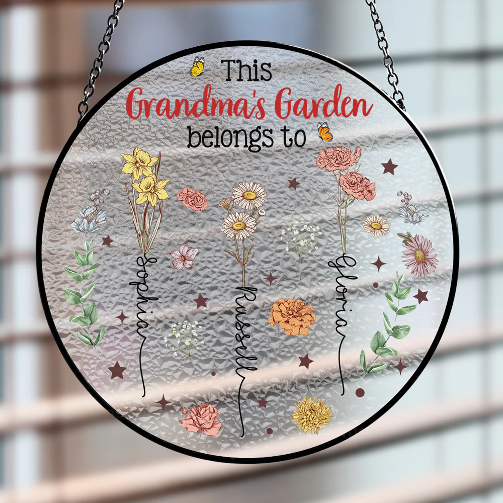 Grandkids Are Flower - Personalized Custom Window Hanging Suncatcher - Image 2
