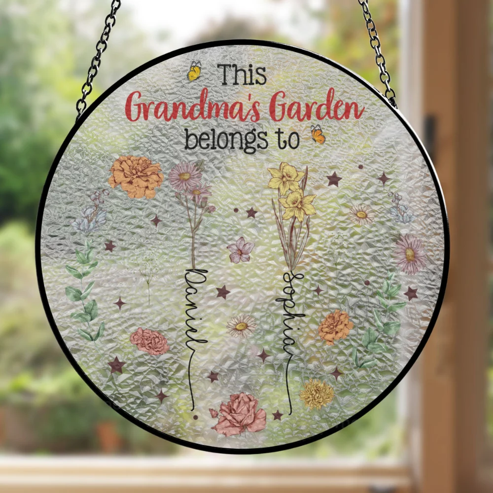 Grandkids Are Flower - Personalized Custom Window Hanging Suncatcher - Image 5