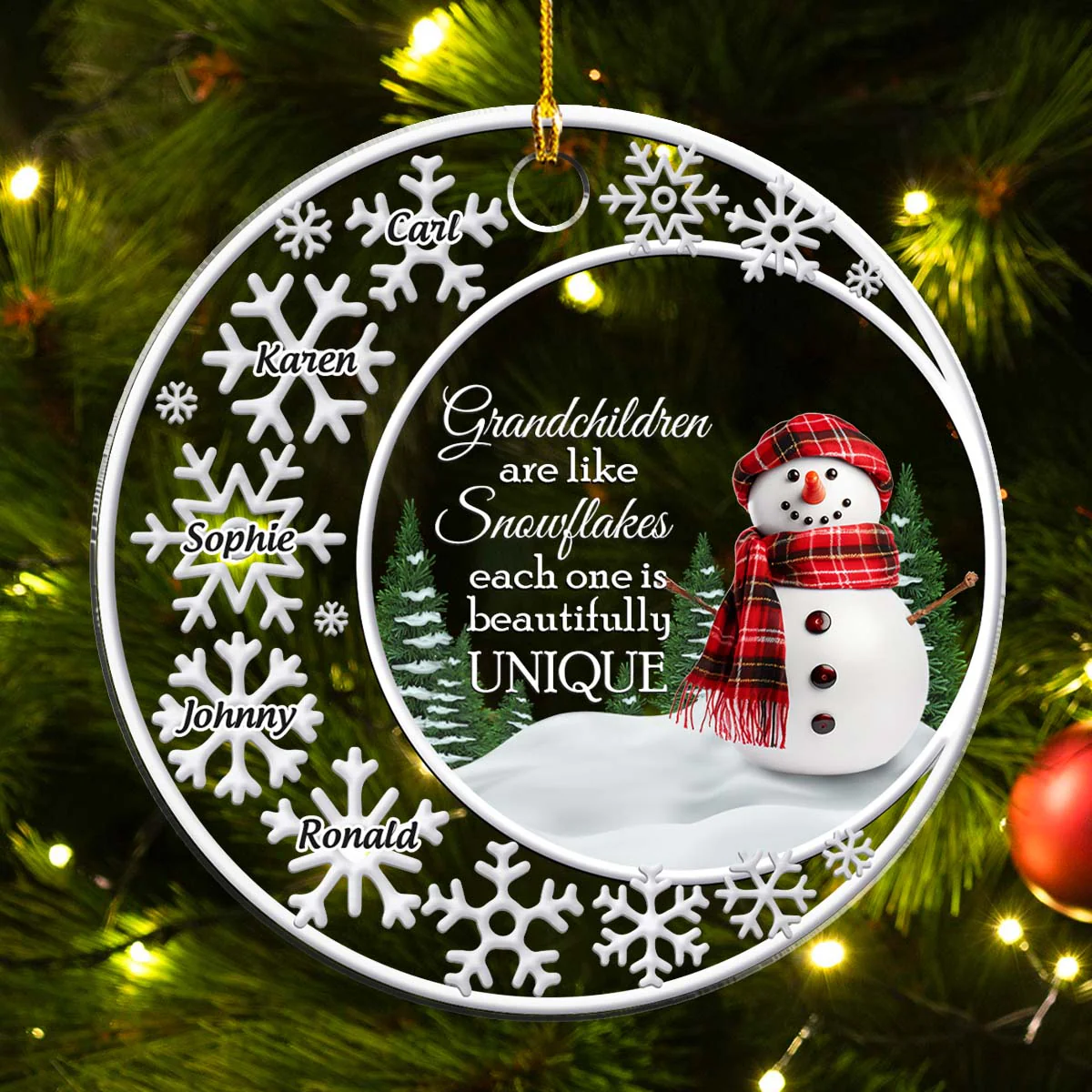 Grandkids Are Like Snowflakes - Personalized Custom Acrylic Ornament - Image 3