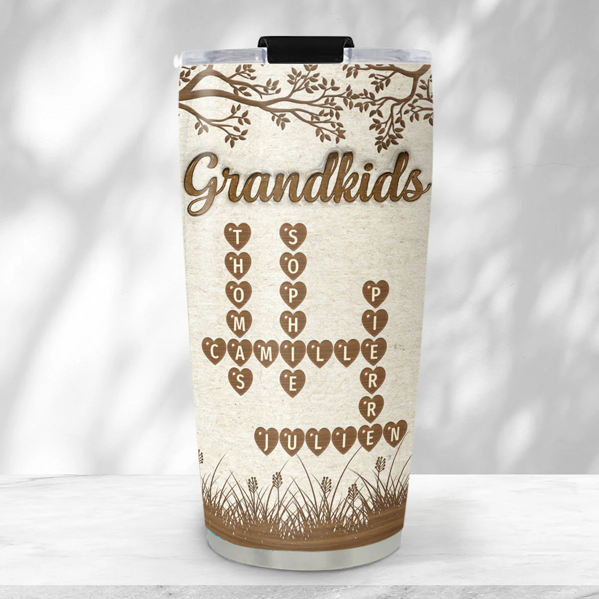 Grandkids Fill Life With Love Crossword - Personalized Custom 3D Inflated Effect Tumbler - Image 4
