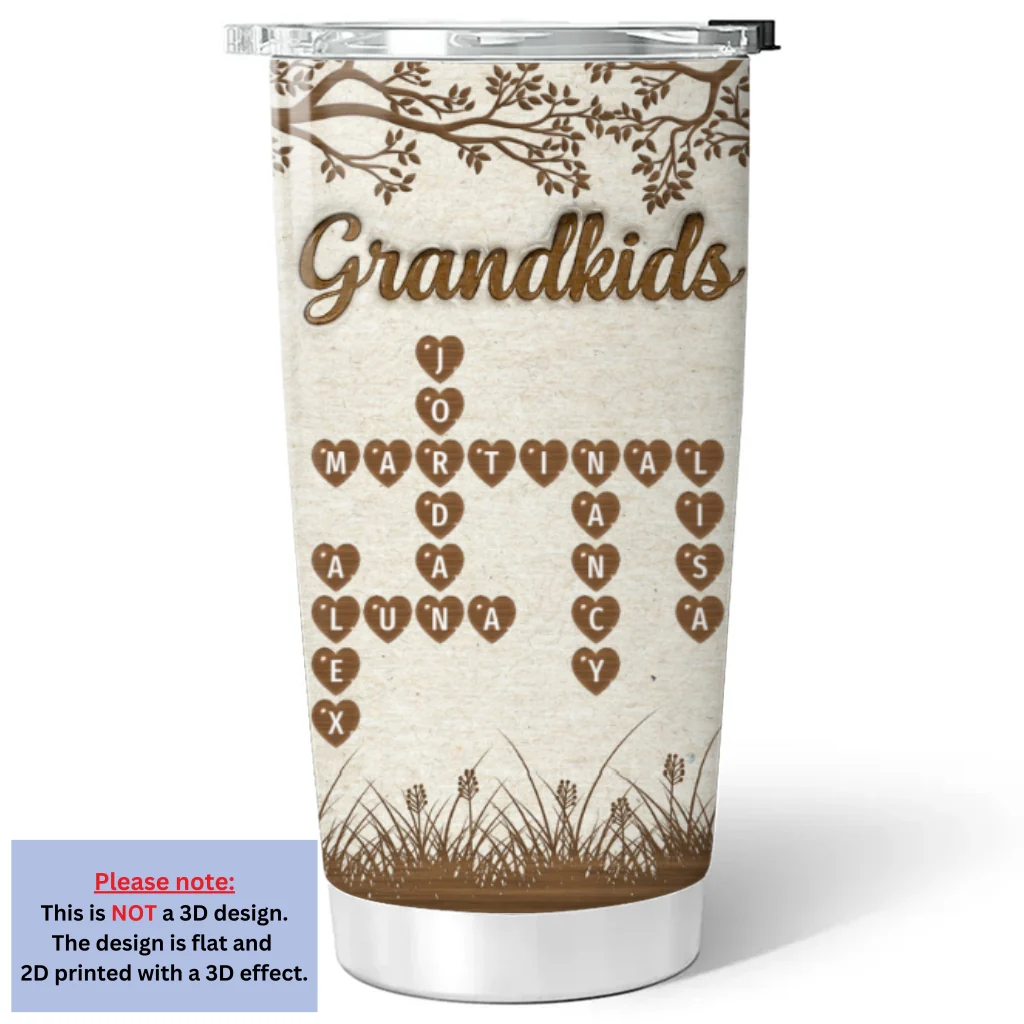 Grandkids Fill Life With Love Crossword - Personalized Custom 3D Inflated Effect Tumbler - Image 6