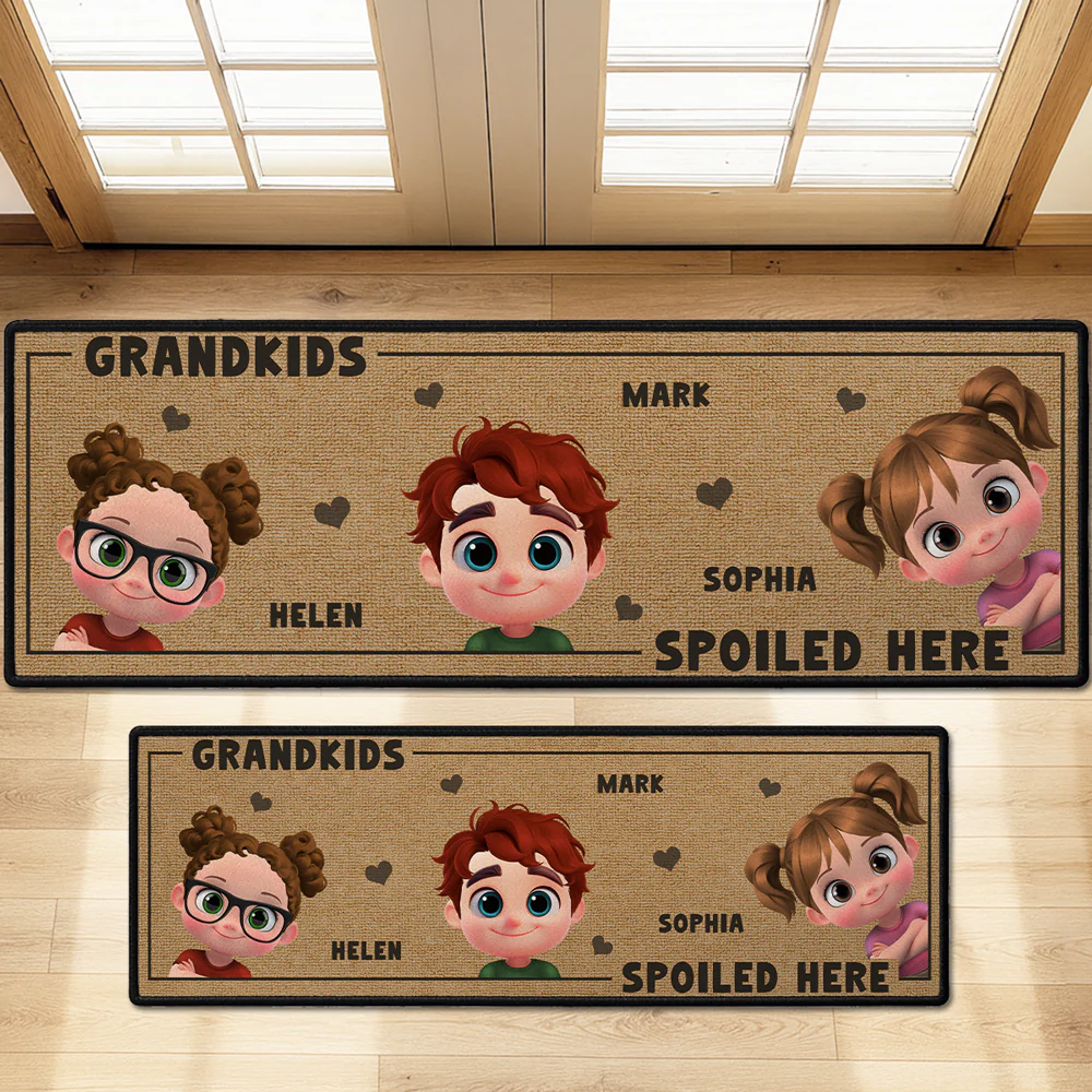 Grandkids Fill Our Hearts - Personalized Custom Runner Rug - Image 4