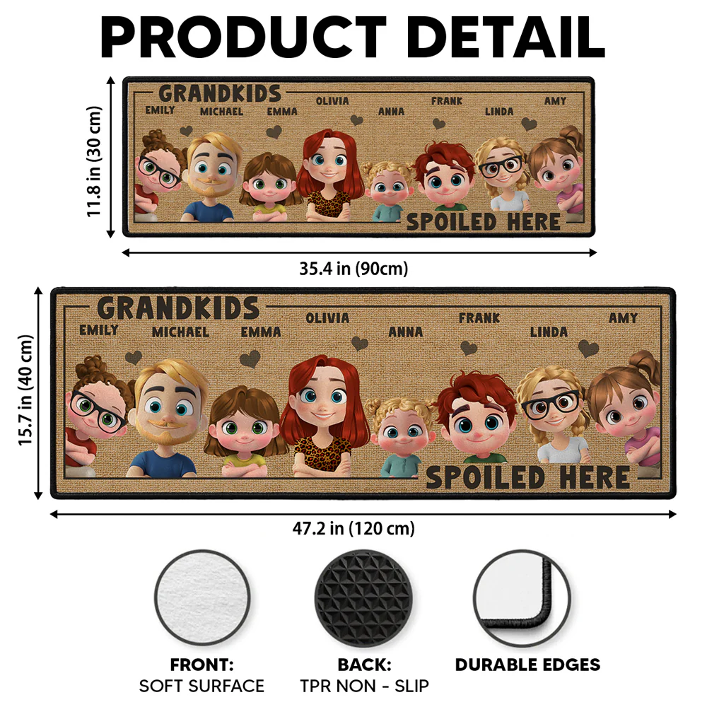 Grandkids Fill Our Hearts - Personalized Custom Runner Rug - Image 9