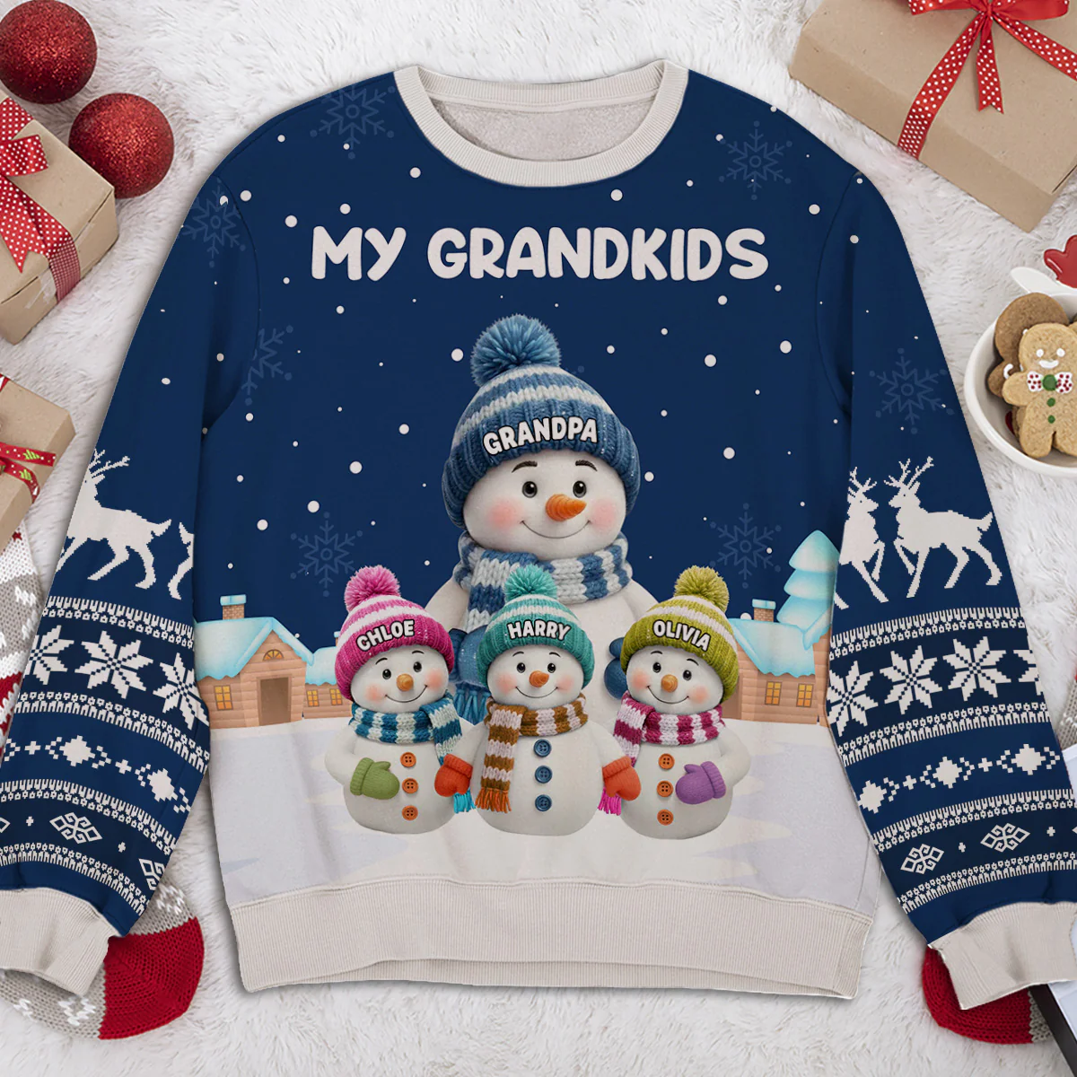 Grandkids Knitting - Personalized Custom All-Over-Print Sweatshirt - Image 2
