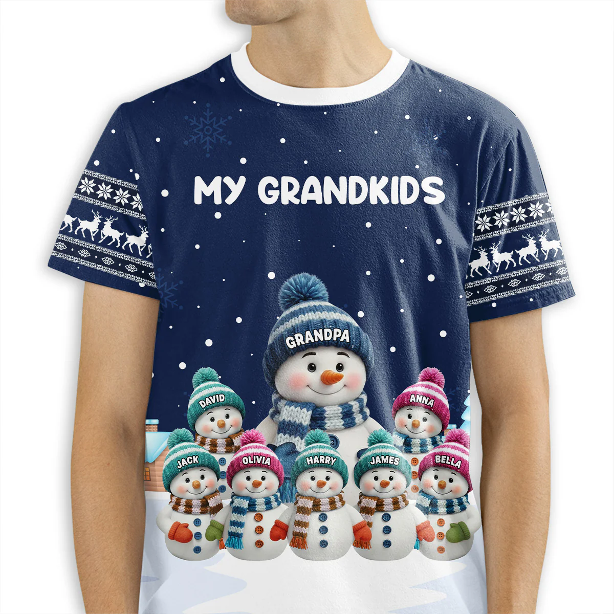 Grandkids Knitting - Personalized Custom All-over-print T-shirt - Image 5