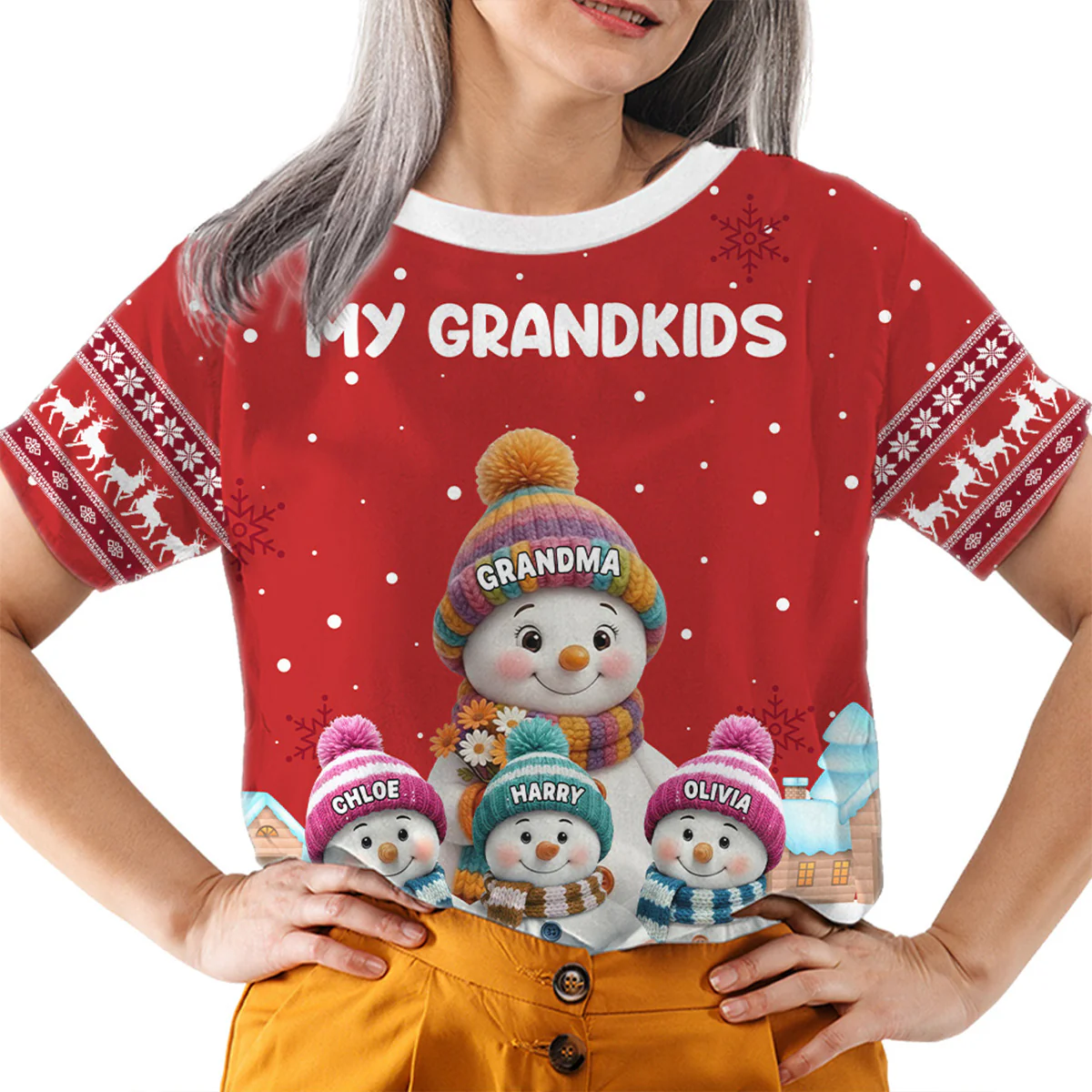 Grandkids Knitting - Personalized Custom All-over-print T-shirt - Image 6