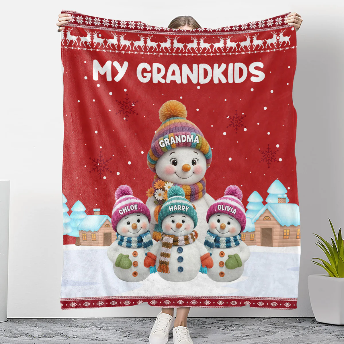 Grandkids Knitting - Personalized Custom Fleece Blanket