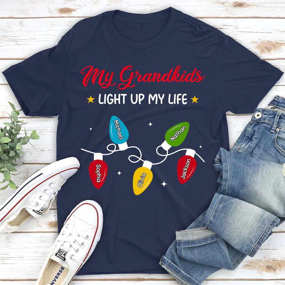 Grandkids Light Up My Life - Personalized Custom Shirt - Image 2