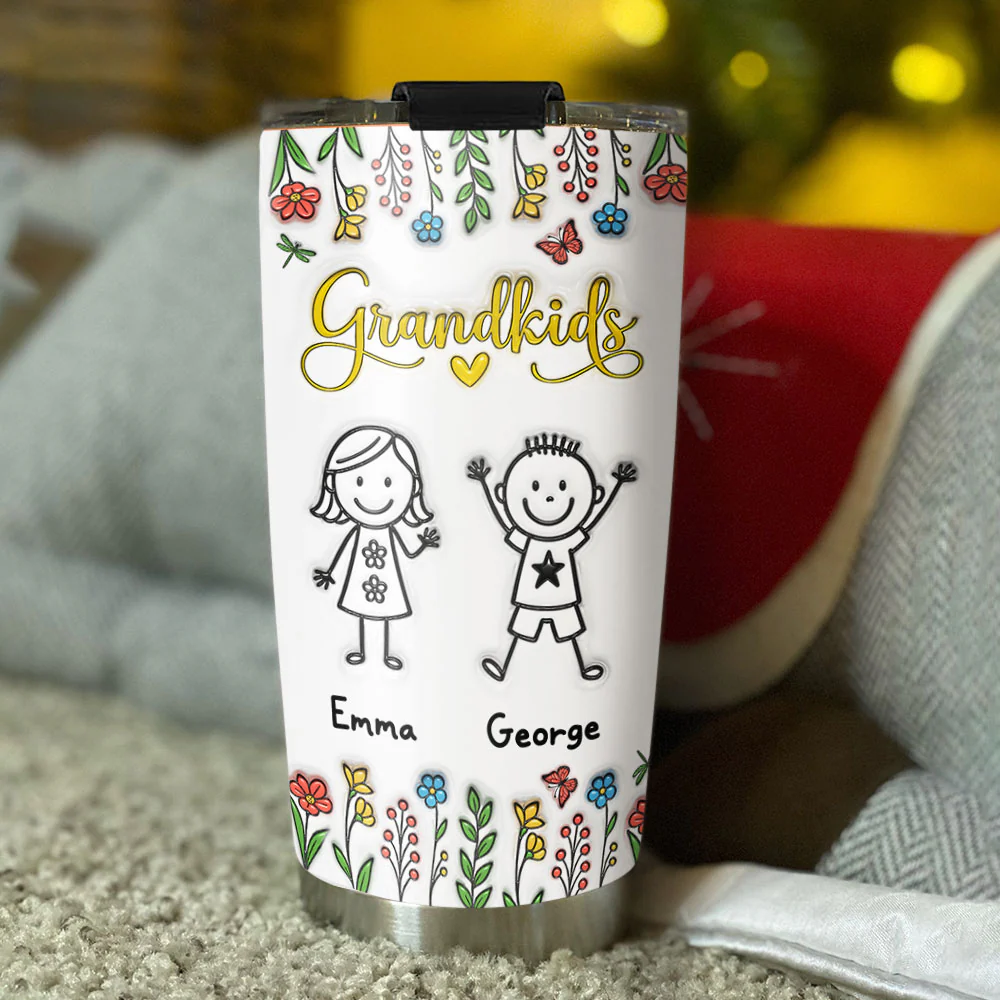 Grandkids Lover - Personalized Custom 3D Inflated Effect Tumbler - Image 4