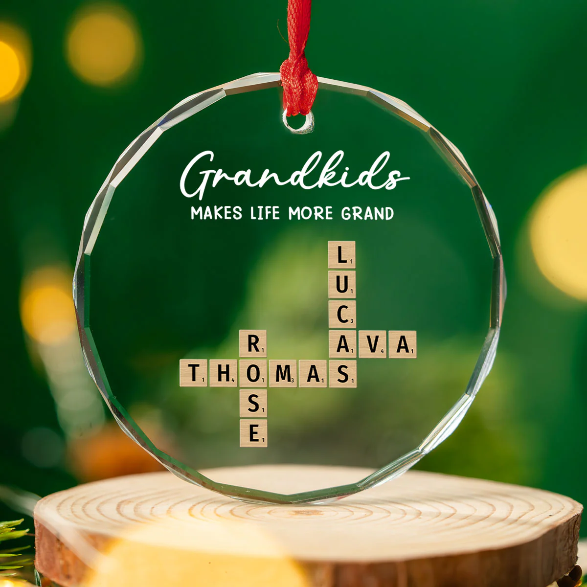 Grandkids Make Every Day Brighter - Personalized Custom Glass Ornament - Image 4