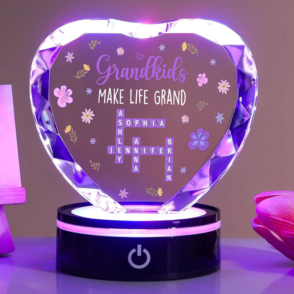 Grandkids Make Life Grand Crossword - Personalized Custom Crystal Led Light - Image 5