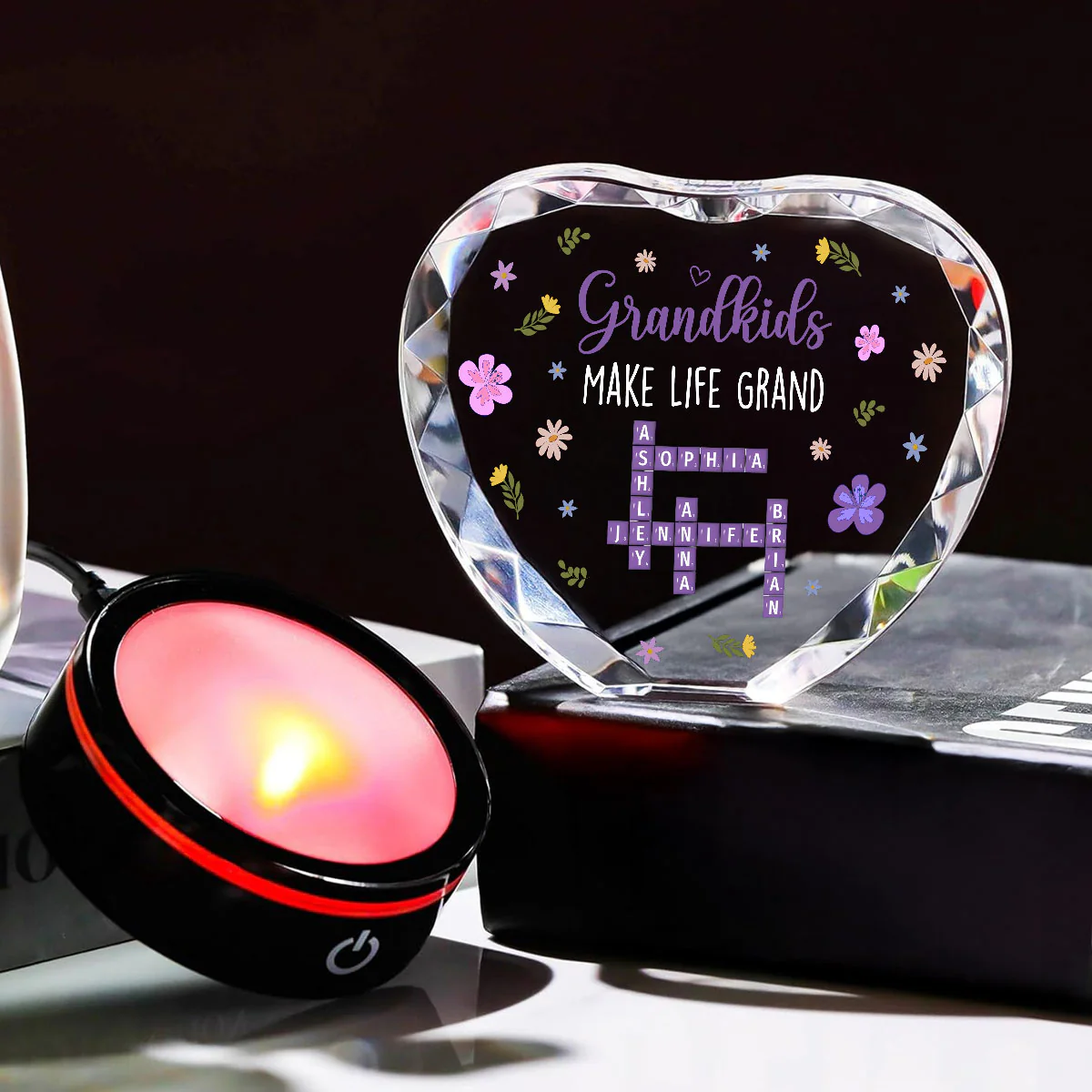 Grandkids Make Life Grand Crossword - Personalized Custom Crystal Led Light - Image 6