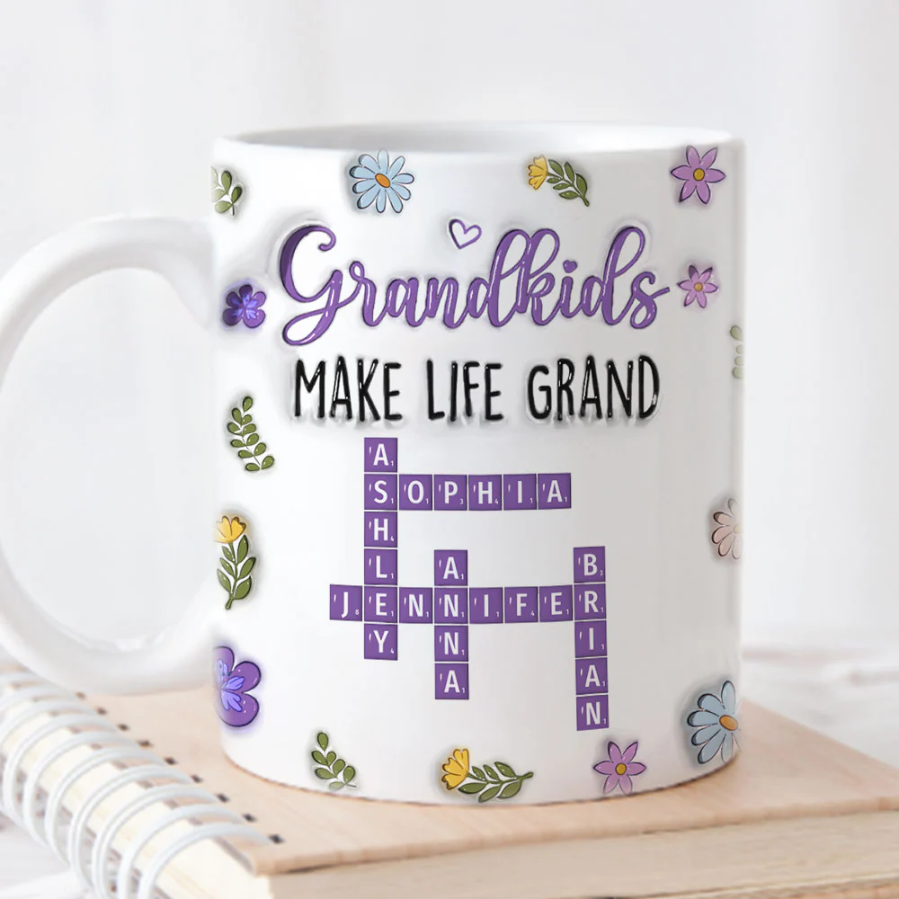 Grandkids Make Life Grand Crossword Puzzle - Personalized Custom 3D Inflated Effect Mug - Image 5