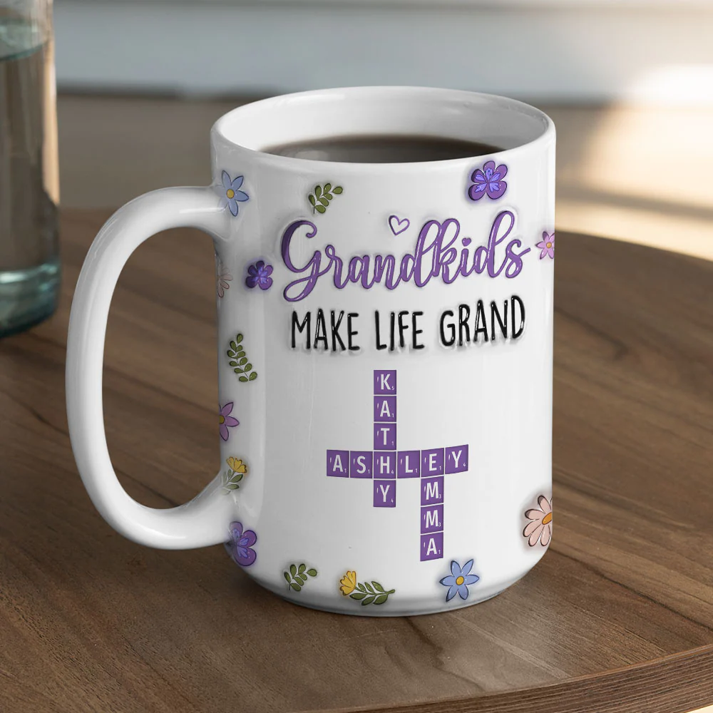 Grandkids Make Life Grand Crossword Puzzle - Personalized Custom 3D Inflated Effect Mug - Image 8