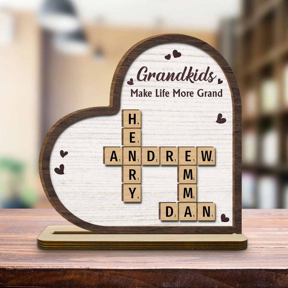 Grandkids Make Life Grand - Personalized Custom 2-Layer Wood Plaque With Flat Base - Image 3