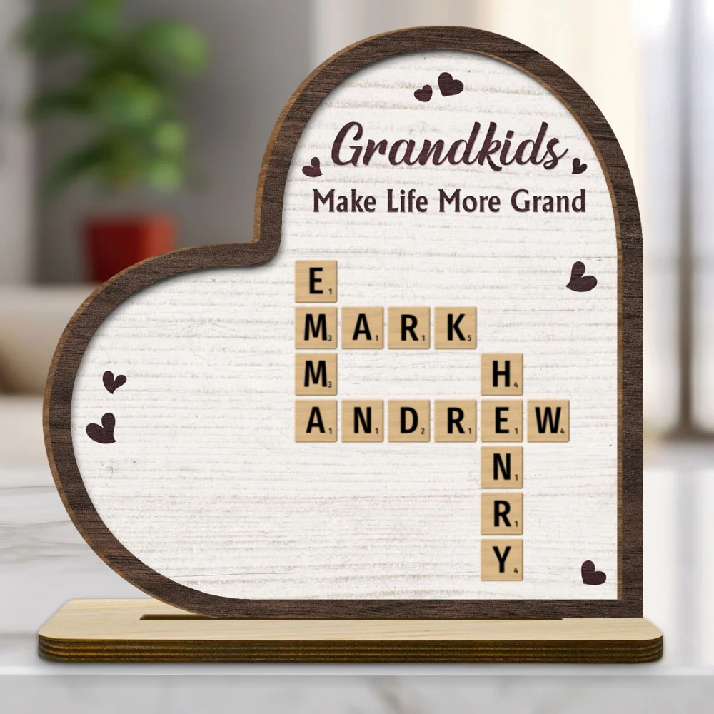 Grandkids Make Life Grand - Personalized Custom 2-Layer Wood Plaque With Flat Base - Image 6