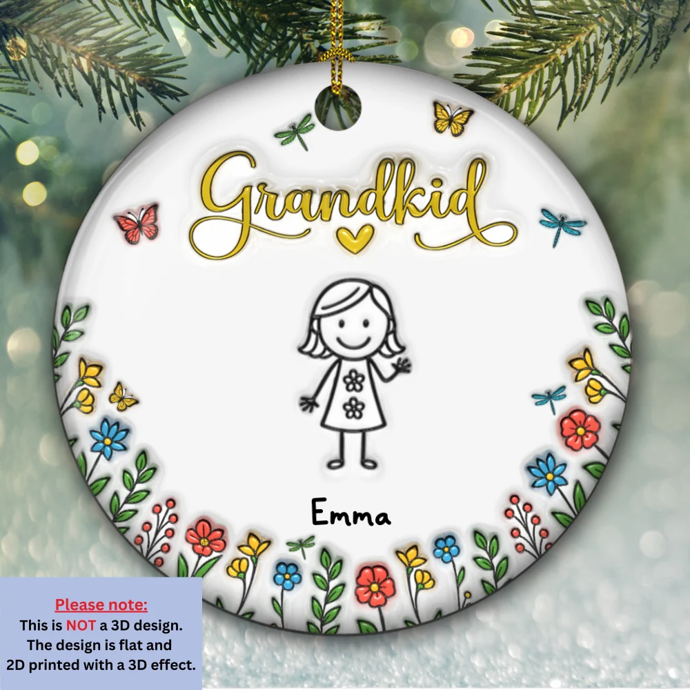 Grandkids Make Life Grand - Personalized Custom 3D Inflated Effect Ceramic Ornament - Image 6