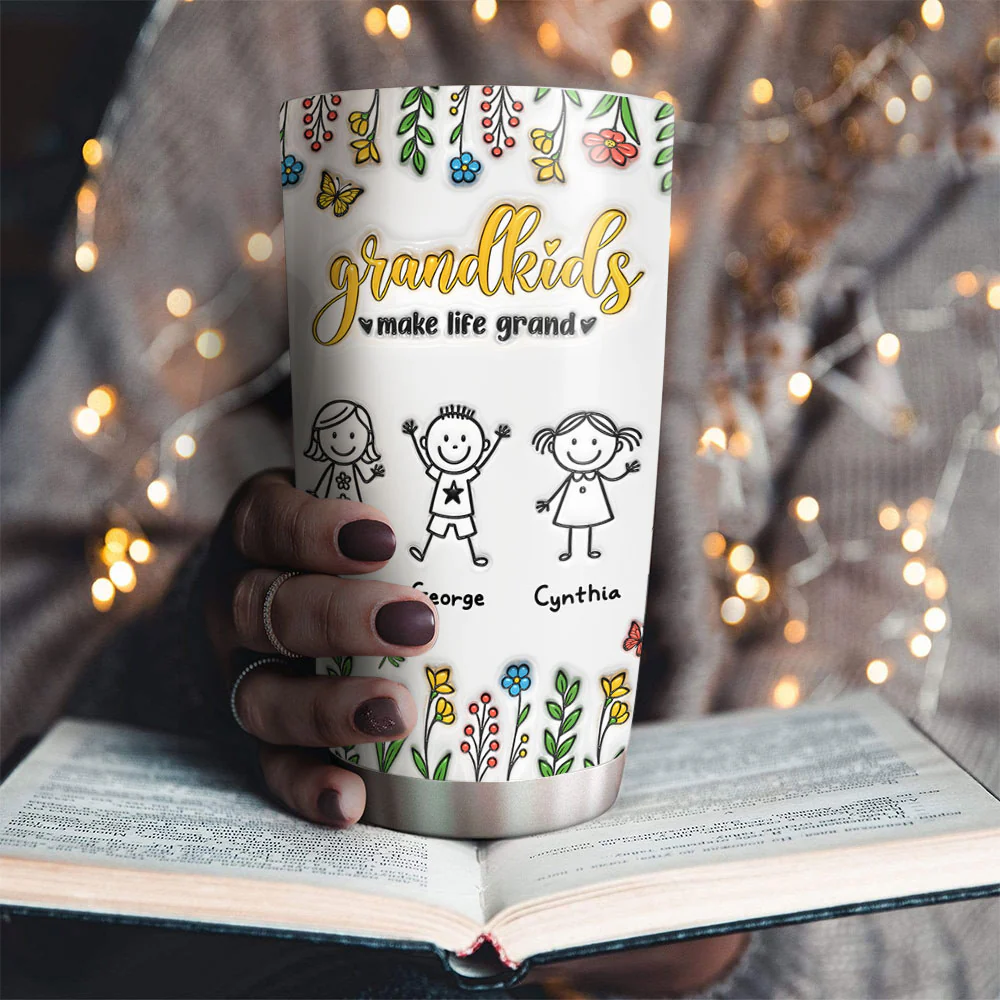 Grandkids Make Life Grand - Personalized Custom 3D Inflated Effect Tumbler - Image 3