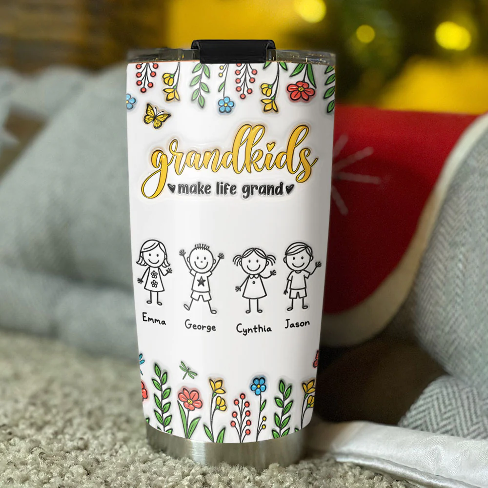 Grandkids Make Life Grand - Personalized Custom 3D Inflated Effect Tumbler - Image 4
