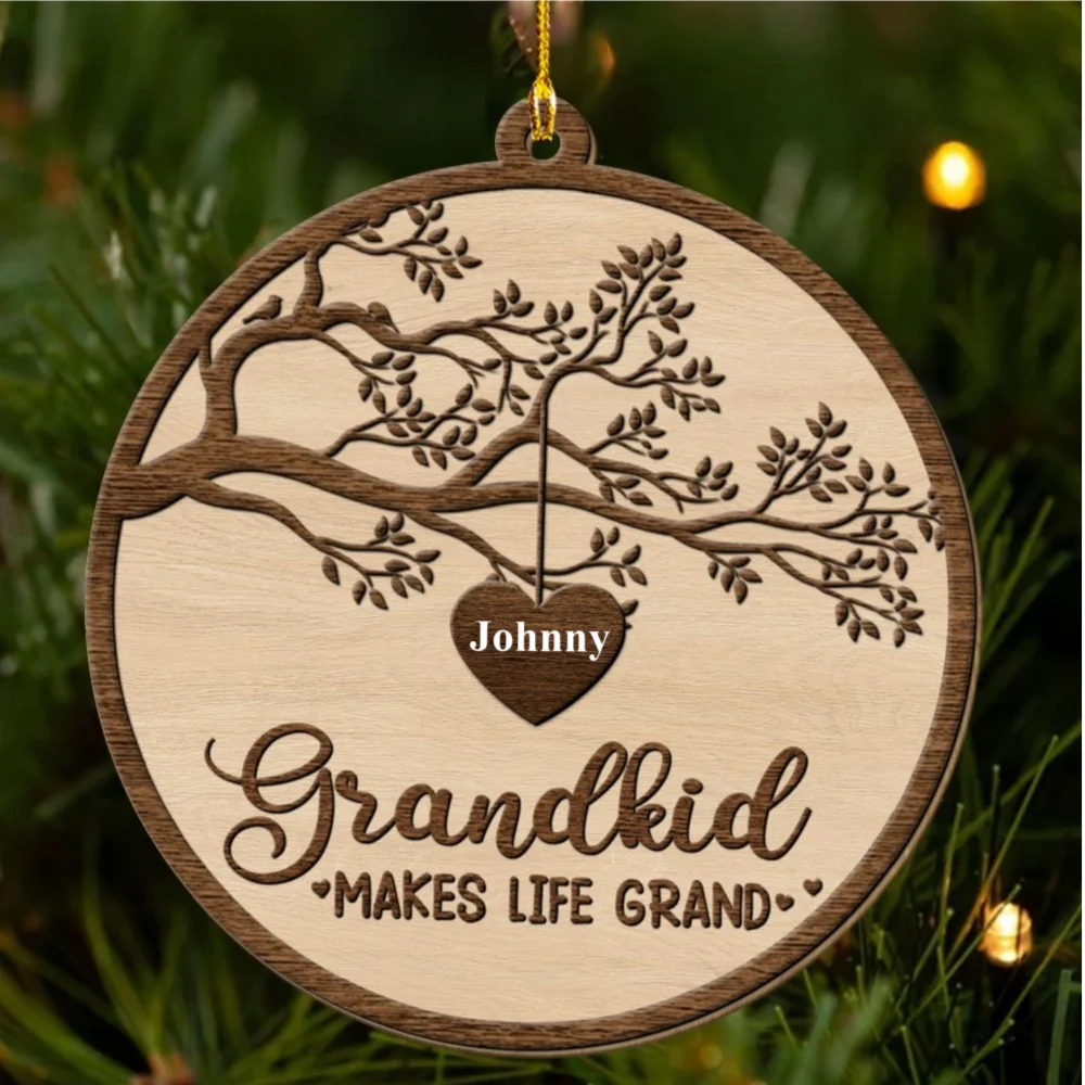 Grandkids Make Life Grand - Personalized Custom Wood Ornament - Image 5