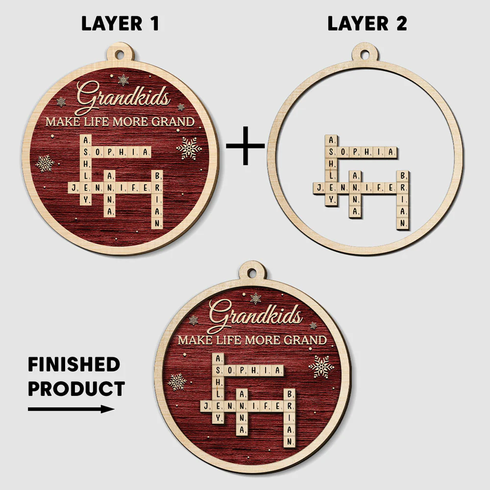Grandkids Make Life More Grand - Personalized Custom 2-Layered Wood Ornament - Image 6