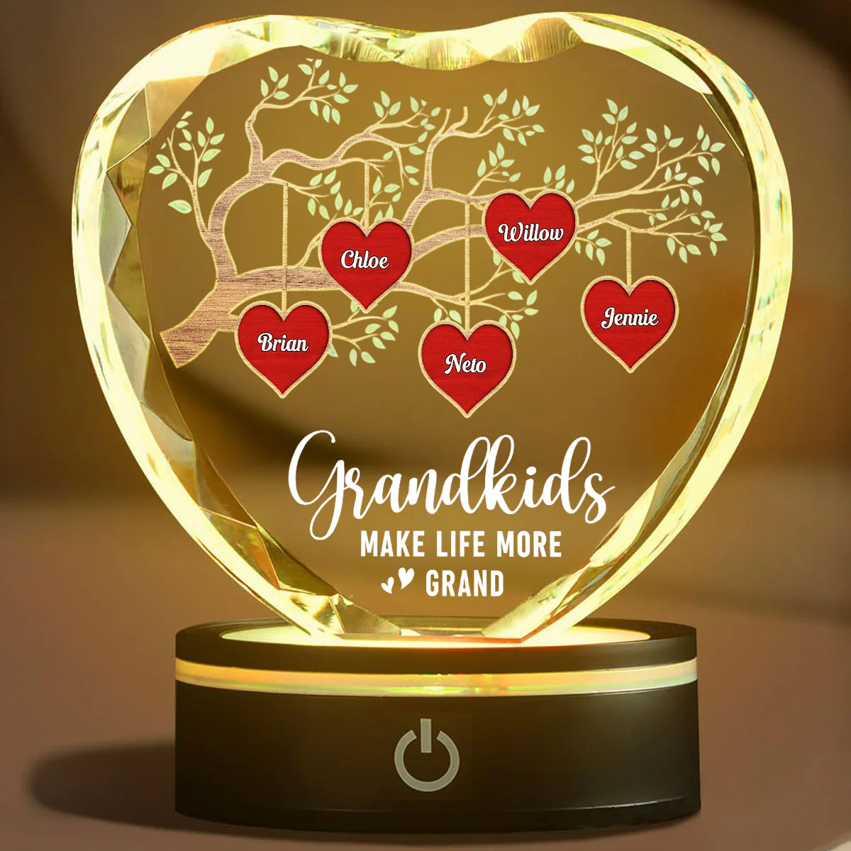 Grandkids Make Life More Grand - Personalized Custom Crystal Led Light - Image 2