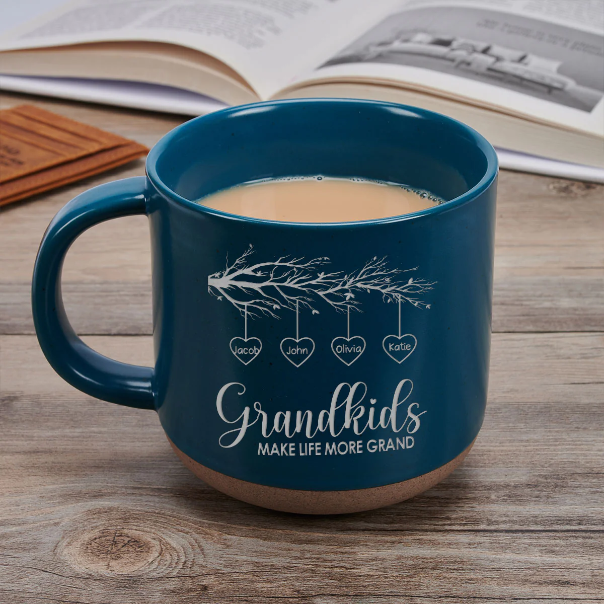 Grandkids Make Life More Grand - Personalized Custom Engraved Pottery Mug - Image 2