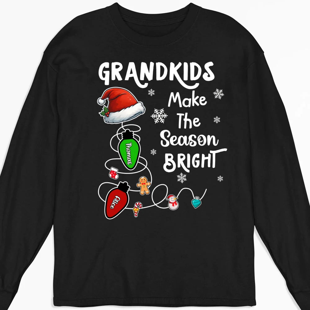 Grandkids Make The Season Bright - Personalized Custom Shirt - Image 10