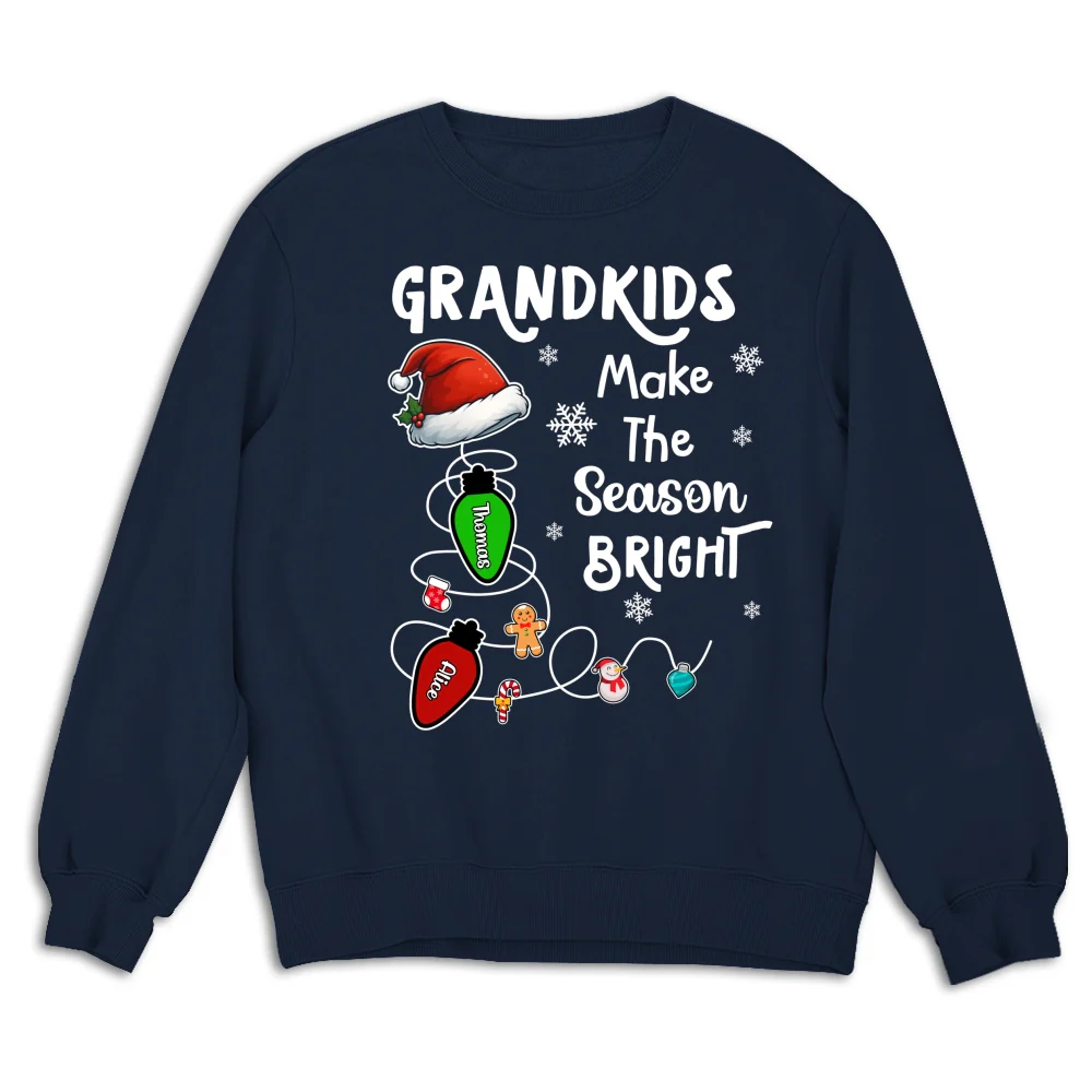 Grandkids Make The Season Bright - Personalized Custom Shirt - Image 15