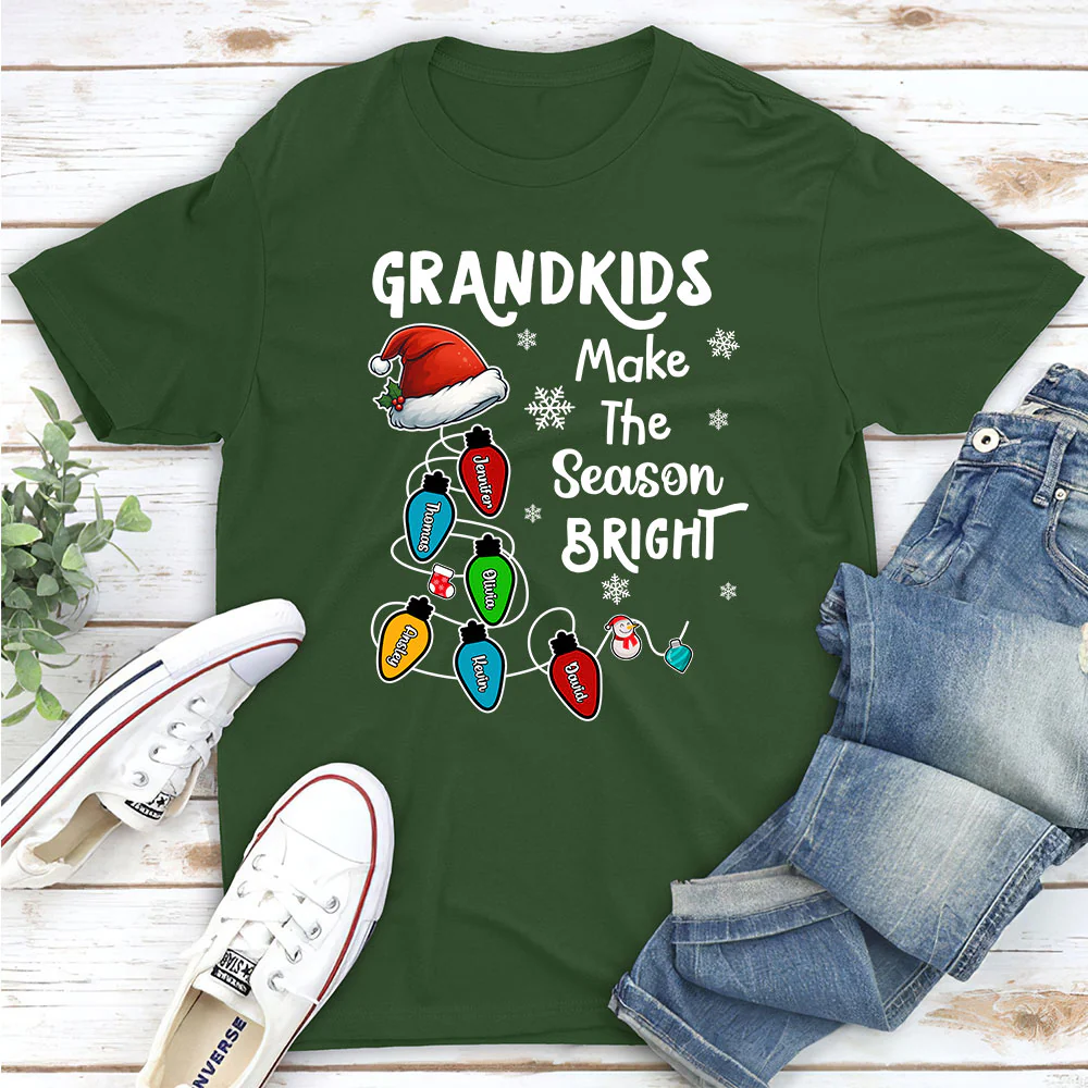 Grandkids Make The Season Bright - Personalized Custom Shirt - Image 2