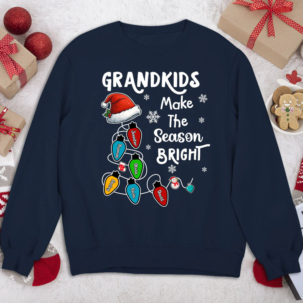 Grandkids Make The Season Bright - Personalized Custom Shirt - Image 5