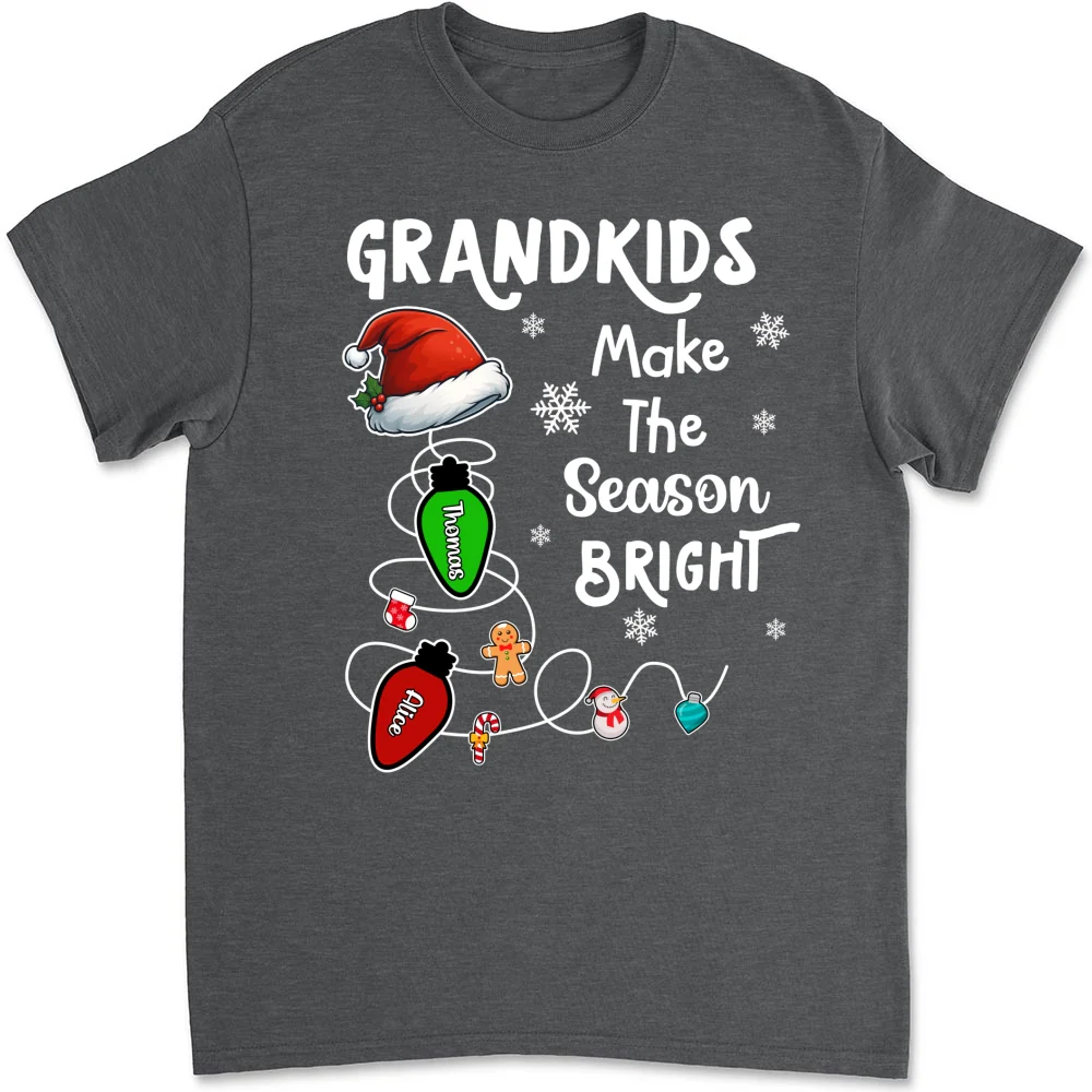 Grandkids Make The Season Bright - Personalized Custom Shirt - Image 7
