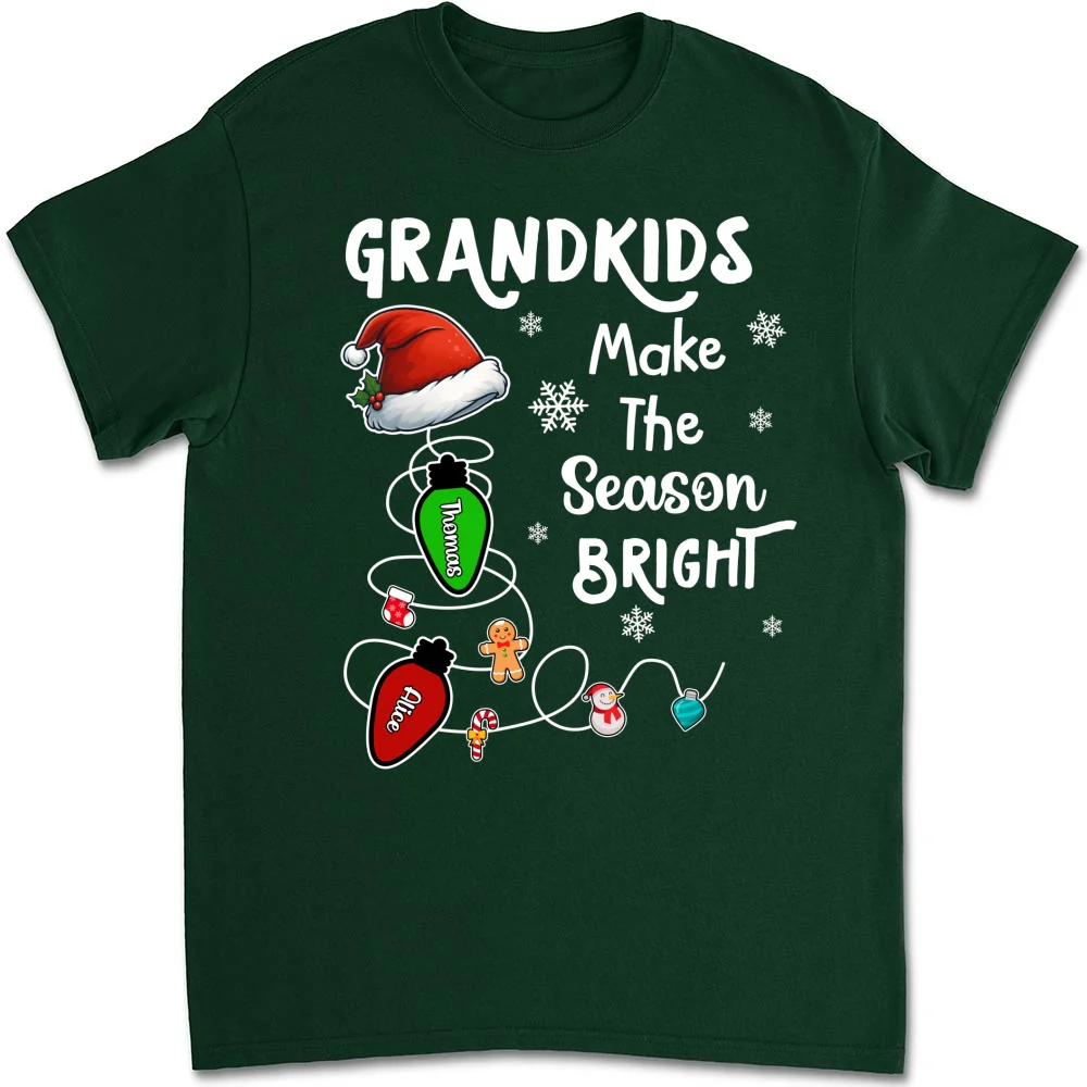 Grandkids Make The Season Bright - Personalized Custom Shirt - Image 8