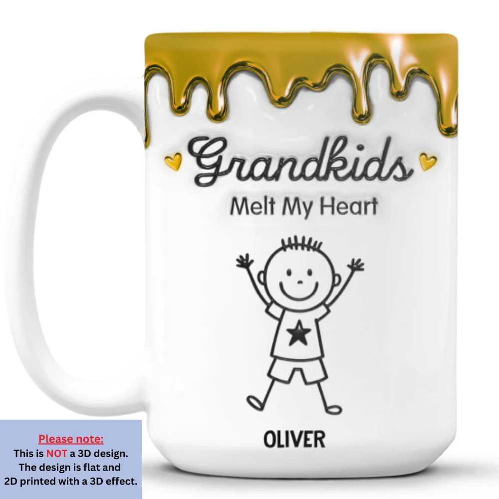 Grandkids Melt My Heart - Personalized Custom 3D Inflated Effect Coffee Mug - Image 7