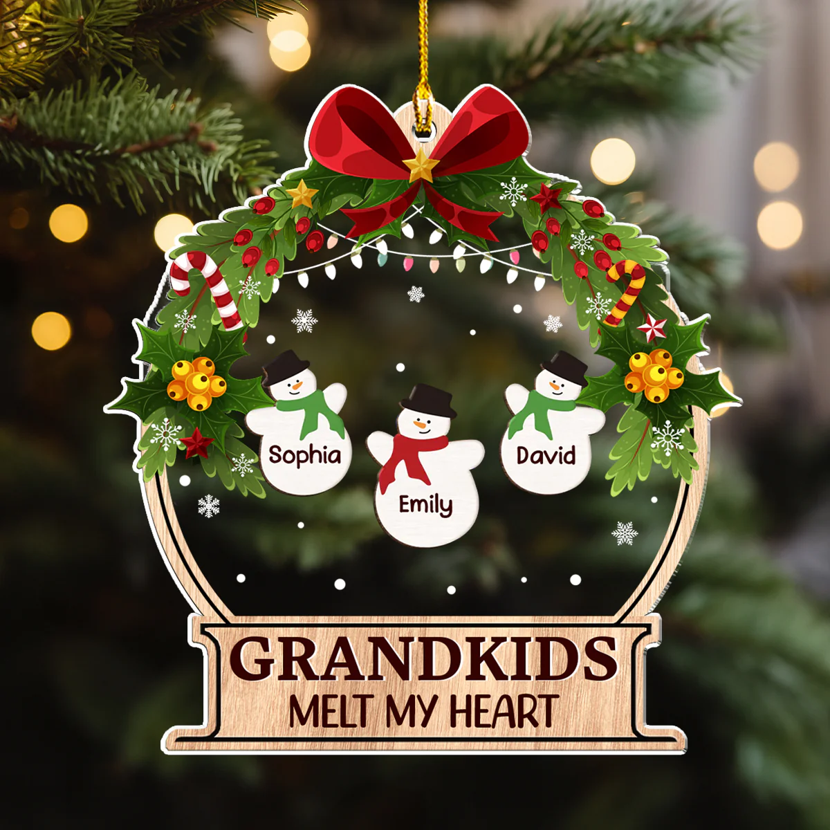 Grandkids Melt My Heart - Personalized Custom Acrylic Ornament - Image 4