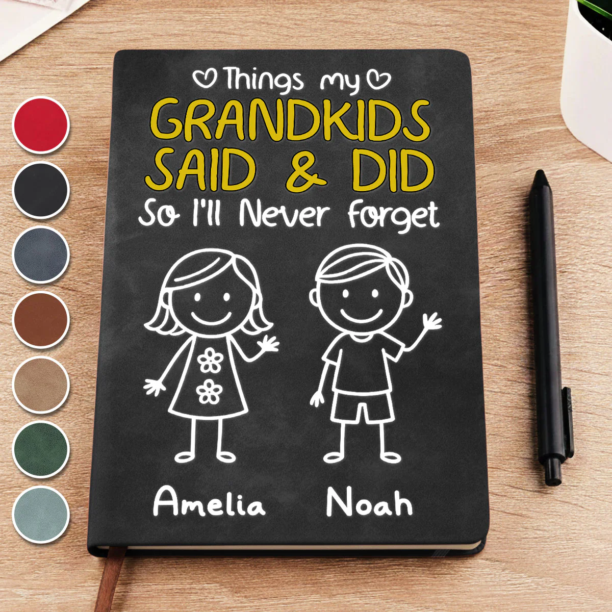 Grandkids Said And Did - Personalized Custom Leather Journal - Image 2
