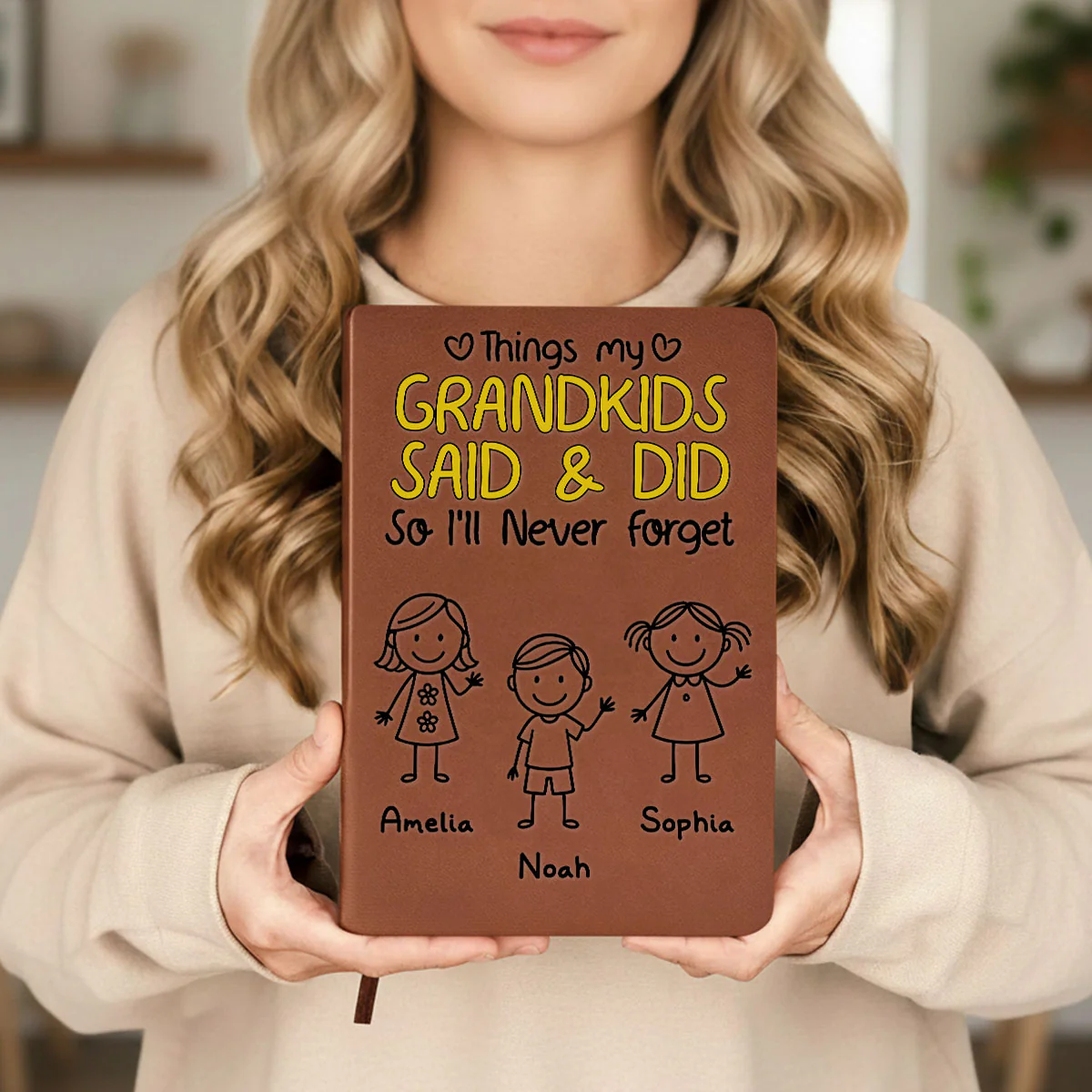 Grandkids Said And Did - Personalized Custom Leather Journal - Image 4