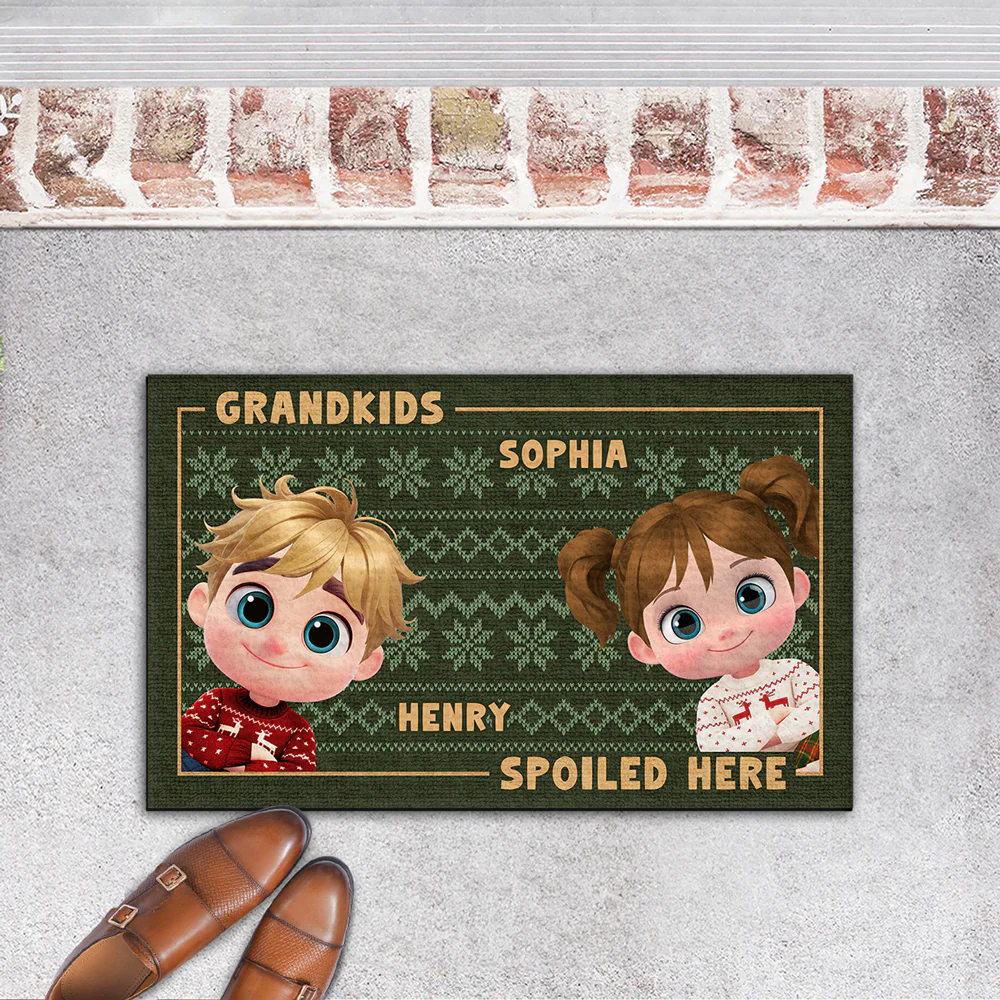 Grandkids Spoiled Here Merry Christmas - Personalized Custom Doormat - Image 6