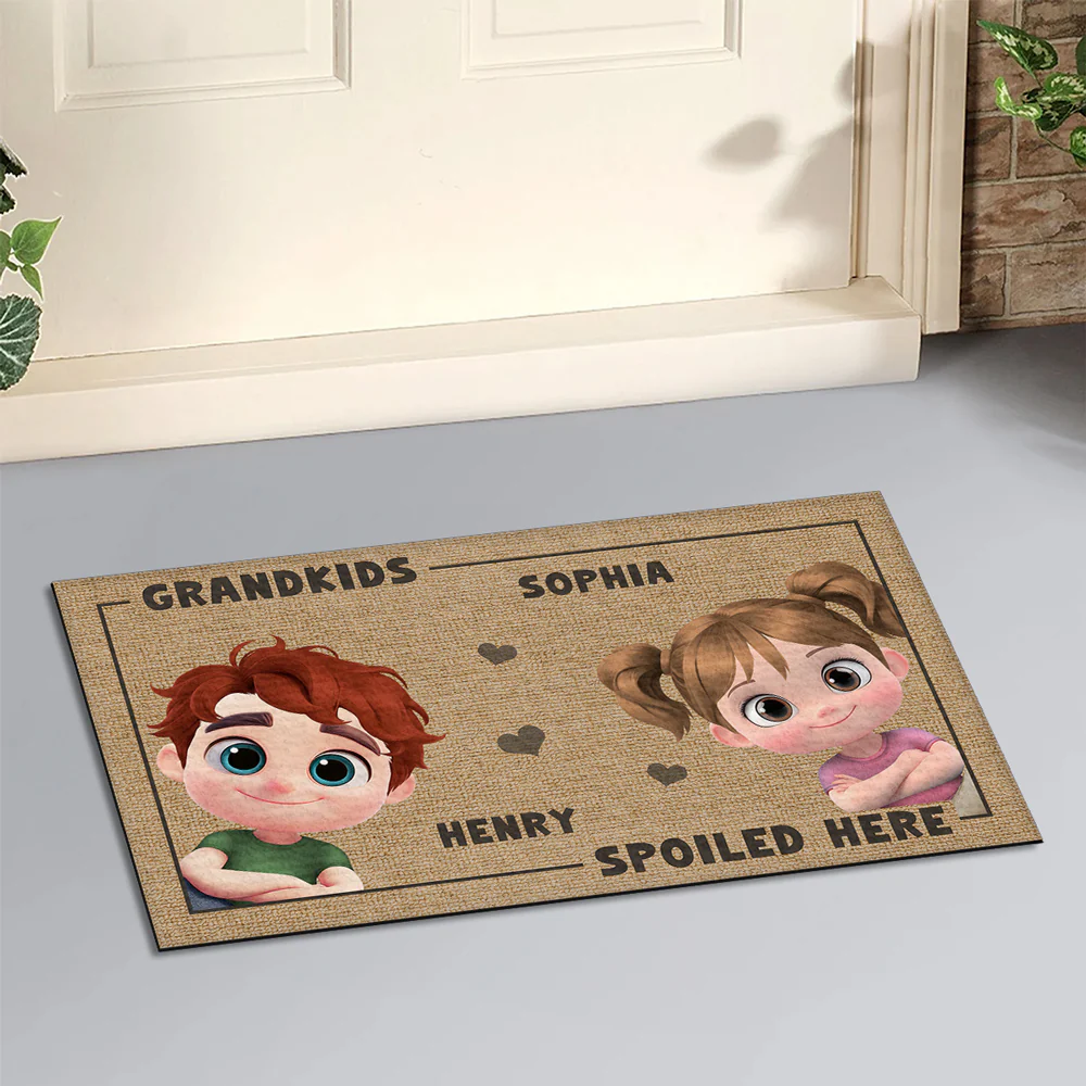 Grandkids Spoiled Here - Personalized Custom Doormat - Image 2