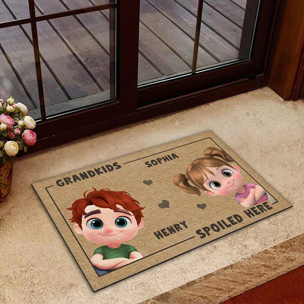 Grandkids Spoiled Here - Personalized Custom Doormat - Image 3