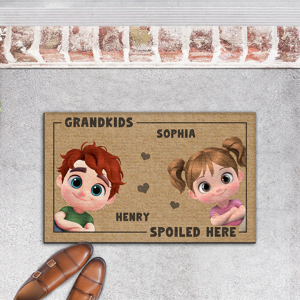 Grandkids Spoiled Here - Personalized Custom Doormat - Image 5