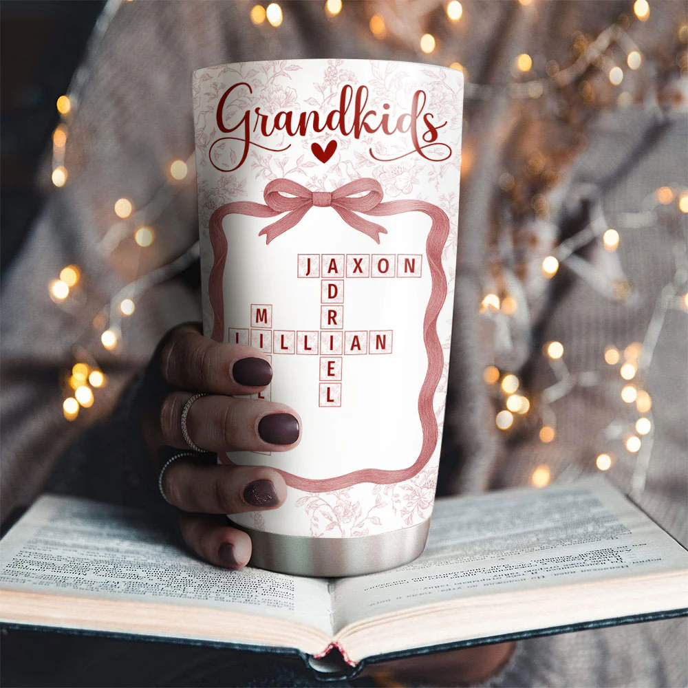 Grandkids Toile De Jouy Crossword - Personalized Custom Tumbler - Image 3